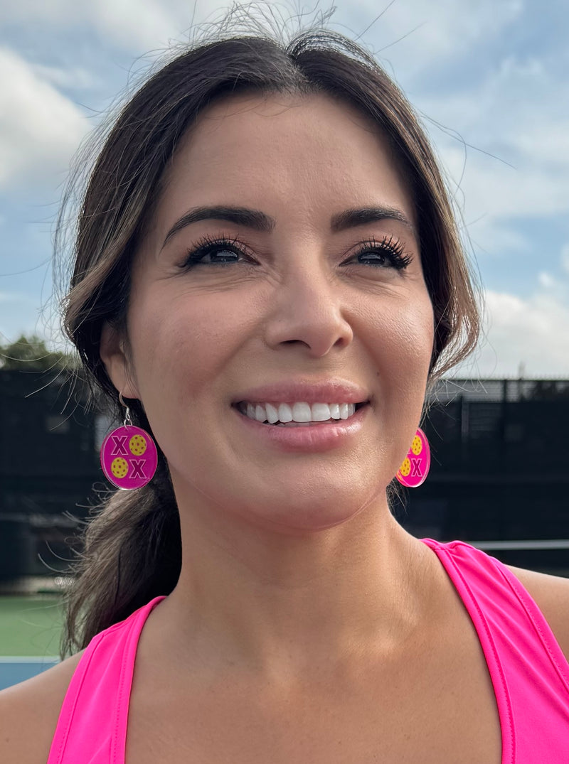 Pickleball Earrings with XO Love