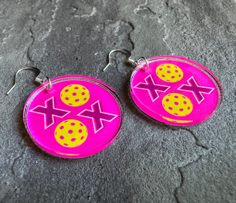 Pickleball Earrings with XO Love