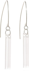 White Modern Lucite Bar Silver Earrings - lightweight and fabulous