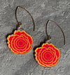 Orange Flower Power Modern Earrings