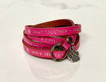 Soul Dog + Soul Sister Leather Wrap Bracelet with silver dog paw-some charm