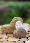 "YOU ROCK" Gold Engraved Rock • The Perfect Gratitude Gift with natural white cotton bag + gift card