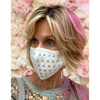 SILVER DESIGN on SOLID COLOR FACE MASKS : white, pink, blue, pink + yellow masks with filters